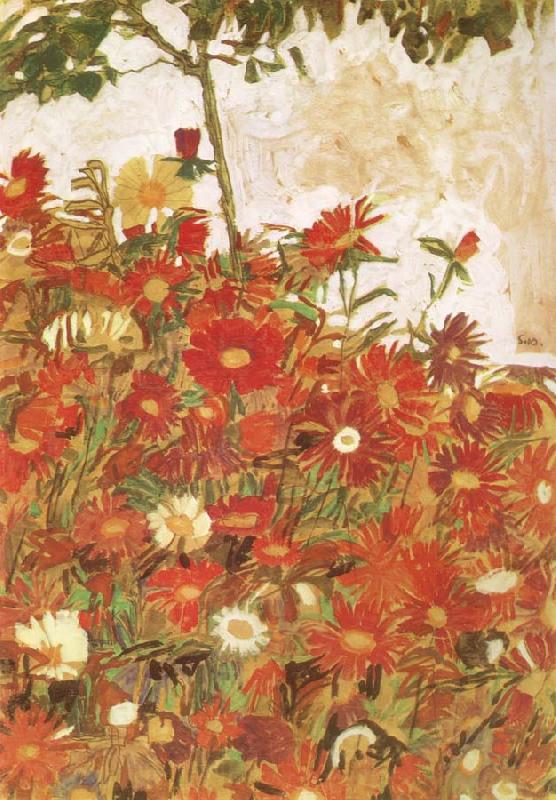 Egon Schiele Field of Flowers